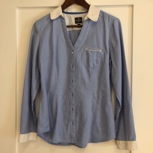 EXPRESS Botton Up Blouse. Light blue and white